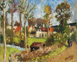 Pierre Eugène Montézin - Garcon Et Cheval Sur La Route De La Ferme