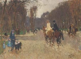 Pierre-Eugène Montézin - Les cavaliers au bois de Boulogne