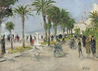 Pierre-Eugene Montezin - Les Palmiers Sur la Promenade Des Anglais À Nice