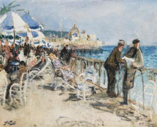 Pierre Eugène Montézin - Les Parasols Sur La Promenade