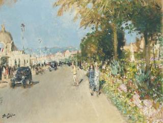 Pierre-Eugène Montezin - Les parterres fleuris de la Promenade des Anglais
