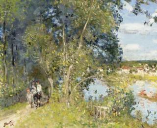 Pierre-Eugene Montezin - Sentier au bord de l\'Eure