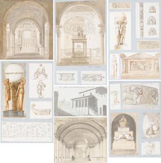 Pierre-François-Léonard Fontaine - Un Album de 65 Pages Avec 250 Dessins D\'Architecture, D\'Ornement Et Des Copies D\'Après L\'Antique, D\'Après Des Ouvrages Illustrés Et D\'Après Les Maîtres