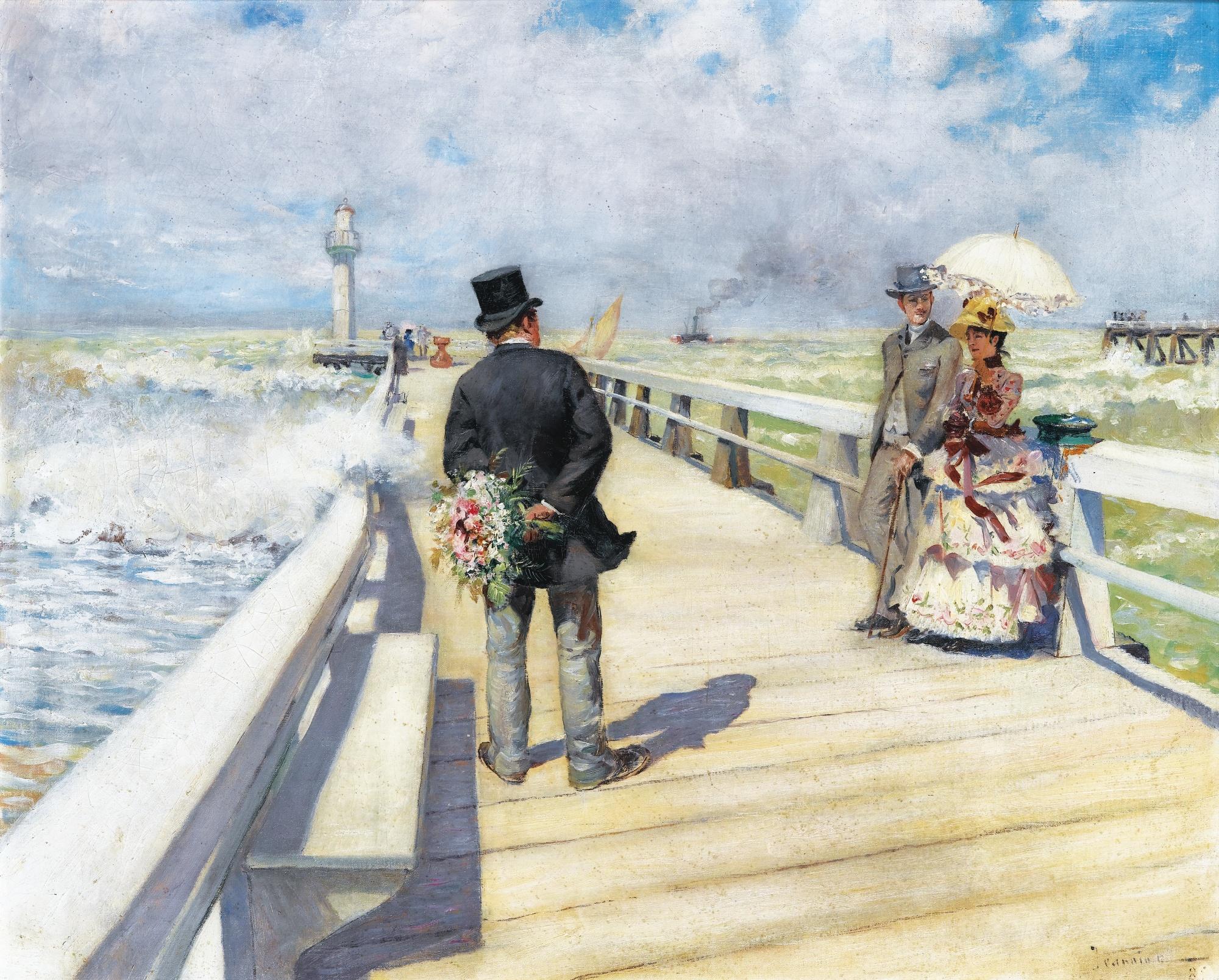 Pierre-Georges Jeanniot - La Promenade Sur L\'Embarcadèrepierre-Georges Jeanniot ; The Walk On The Pier ; Signed And Indistincly Dated 8? Lower Right ; Oil On Canvas