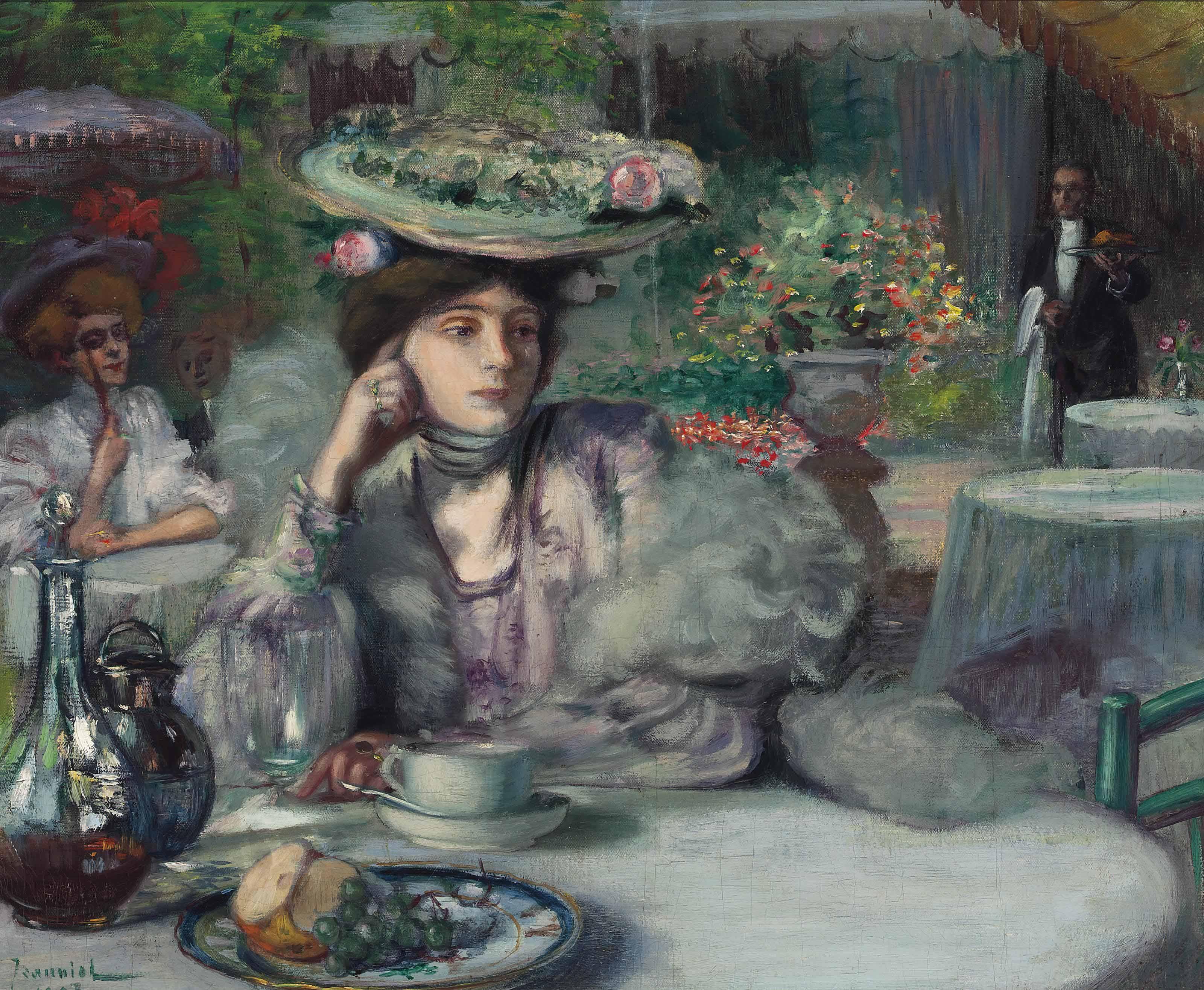Pierre-Georges Jeanniot - Une Élégante Au Café