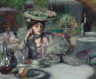 Pierre-Georges Jeanniot - Une Élégante Au Café