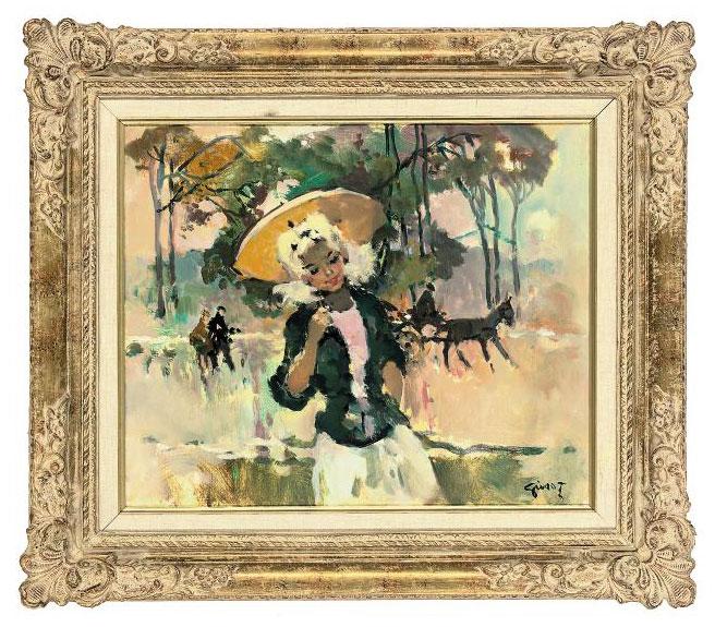 Pierre Grisot - Young girl with a yellow parasol