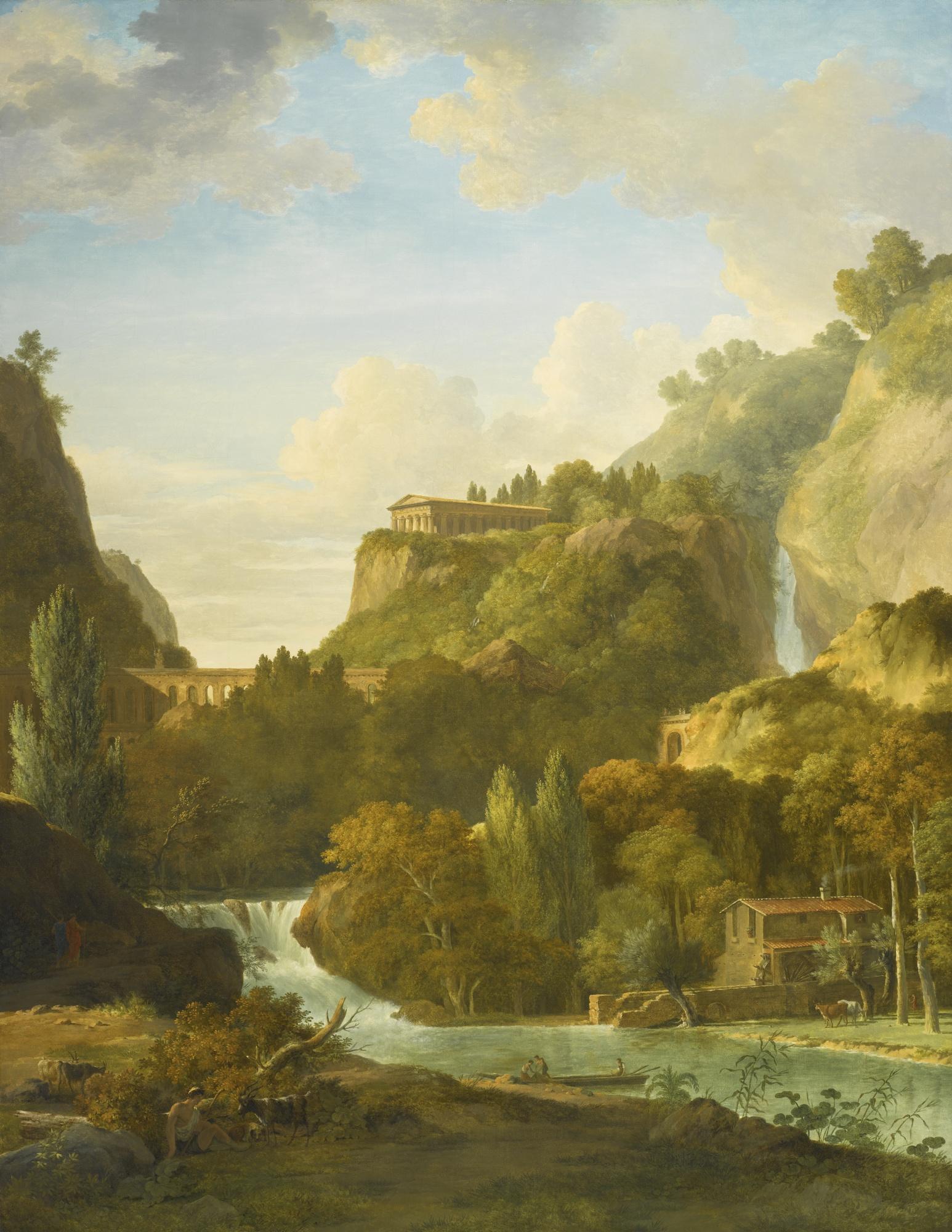 Pierre-Henri De Valenciennes - An Arcadian Landscape With A Classical Temple And Aqueduct
