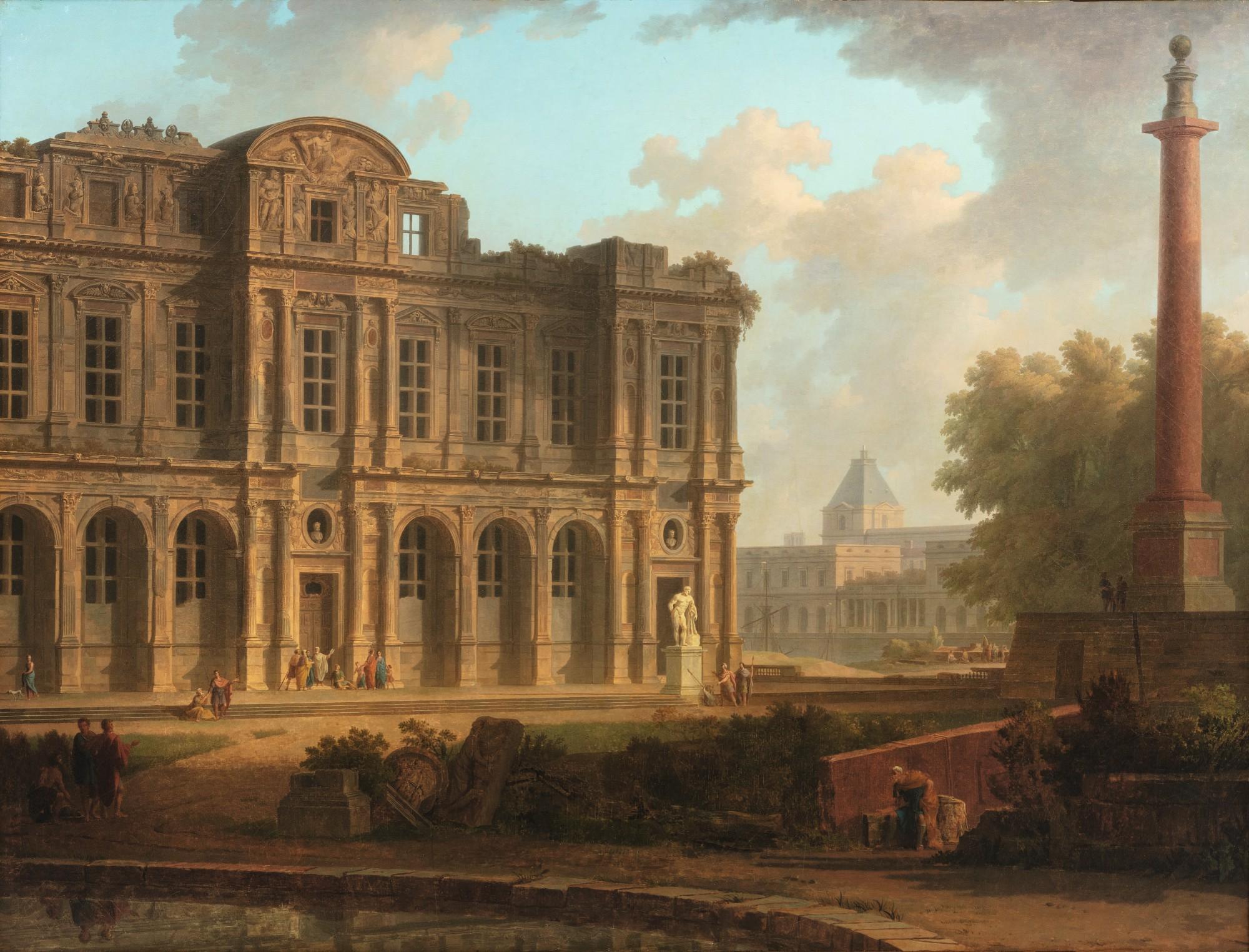 Pierre-Henri de Valenciennes - An architectural capriccio with the Louvre Palace in ruins