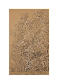 Pierre-Henri De Valenciennes - Étude D\'Arbres Avec Un Chalet Et Des Personnages Au Premier Plan