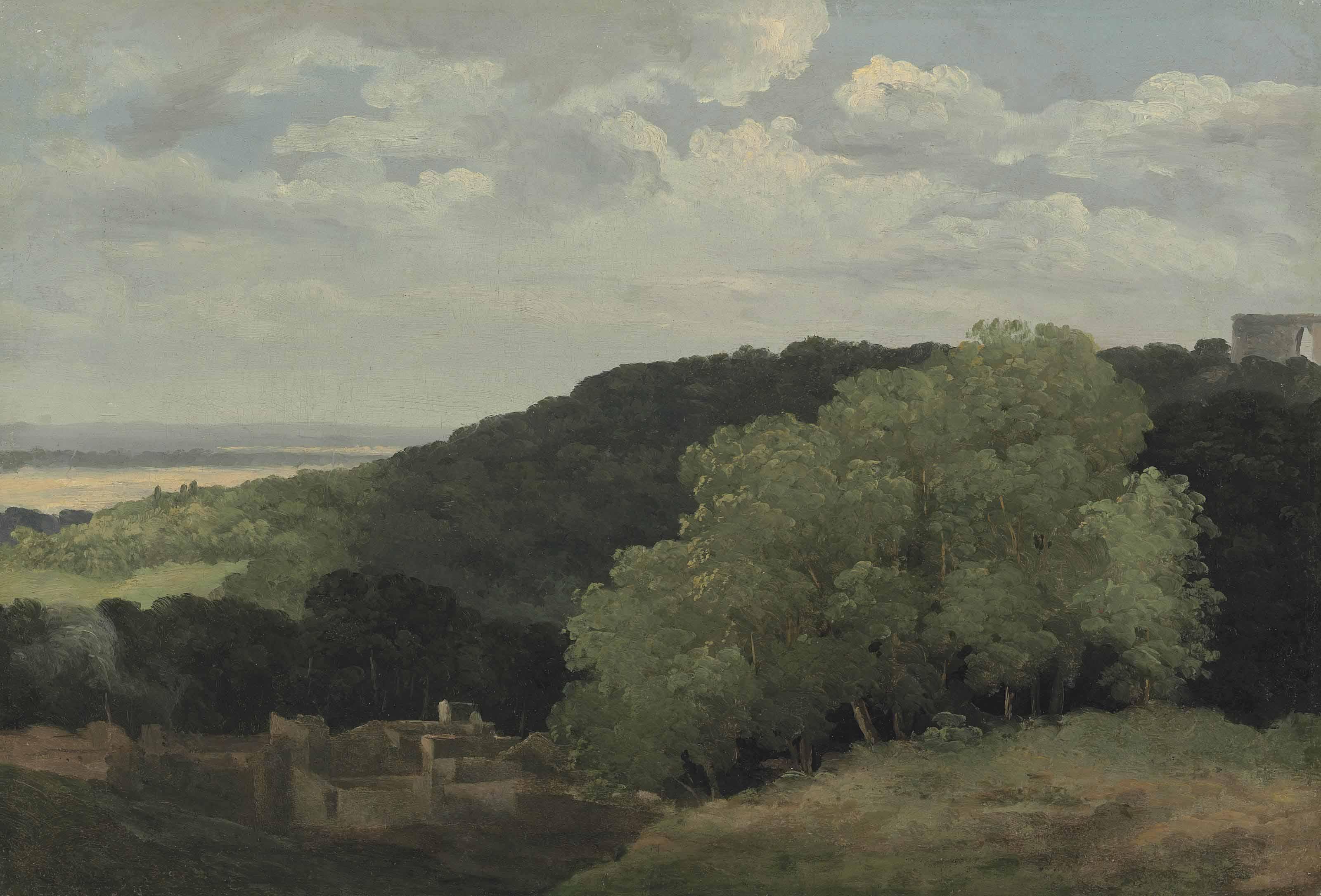 Pierre Henri De Valenciennes - Vue de la campagne romaine prè  s de Subiaco