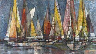 Pierre Hodé - Yachts in a harbour