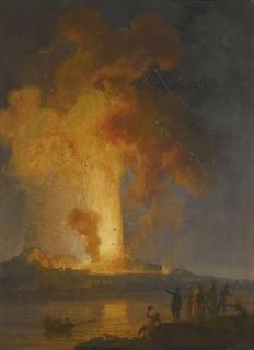 Pierre-Jacques Volaire - Vesuvius Erupting At Night With Spectators In The Foreground