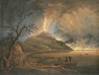 Pierre-Jacques Volaire - Vesuvius erupting at night