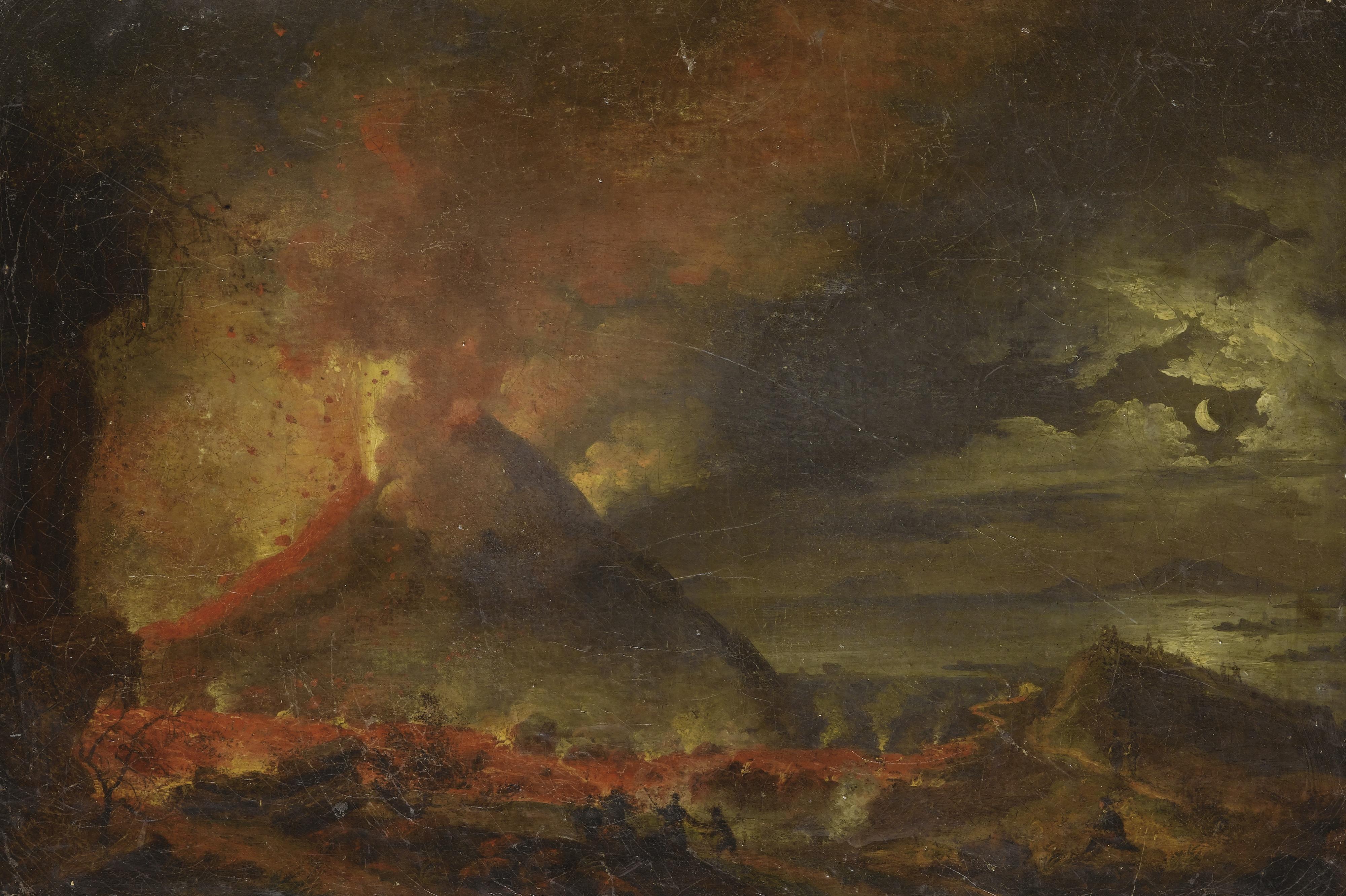 Pierre-Jacques Volaire - Vue Du Vesuve En Éruptionpierre-Jacques Volaire Called Le Chevalier Volaire ; View Of Vesuvius Erupting ; Oil On Canvas