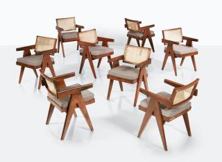 Pierre Jeanneret - Eight Office Cane Chairs Pj-Si-28-A [Huit Chaises Pj-Si-28-A Dites Office Cane Chairs]