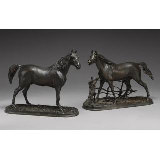 Pierre-Jules Mêne - Djinn, A Barbary Stallion, And Ibrahim, An Arab Stallion: Two Works