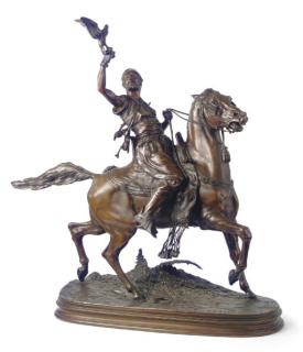 Pierre Jules Mêne - Fauconnier arabe à cheval (An Arab Falconer on Horseback)