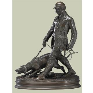 Pierre-Jules Mêne - French Valet De Limier (A Huntsman With A Bloodhound)