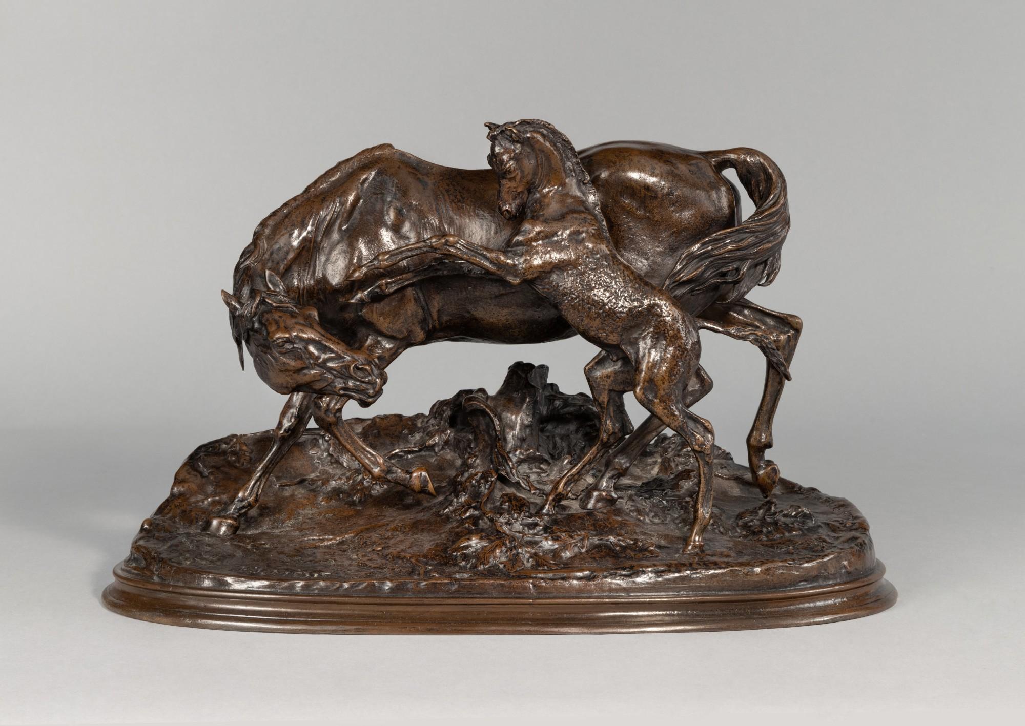 Pierre Jules Mêne - Jument Arabe et son Poulain, No. 1 (Kemlem-Handani)