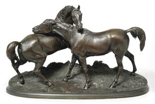 Pierre Jules Mene - Necking Horses