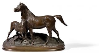 Pierre Jules Mêne - Stute mit Fohlen