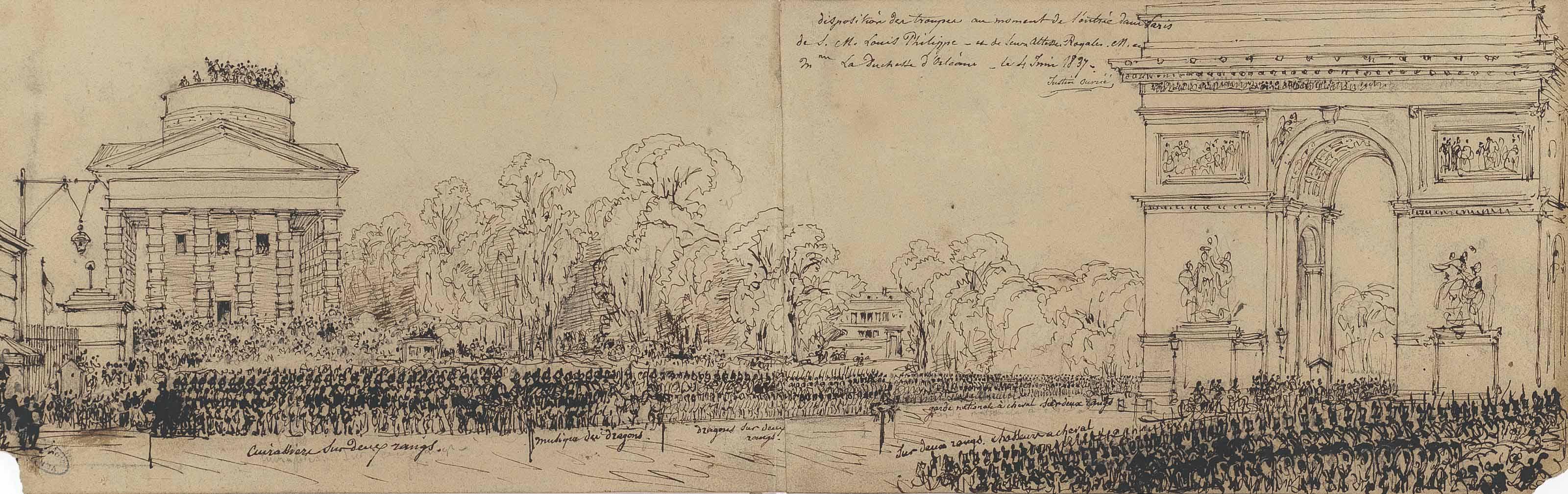 Pierre-Justin Ouvrie - Louis-Philippe entrant dans Paris par l\'Arc de Triomphe le jour de son mariage