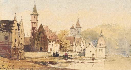 Pierre-Justin Ouvrié - Village Suisse Au Bord D\'Un Lac