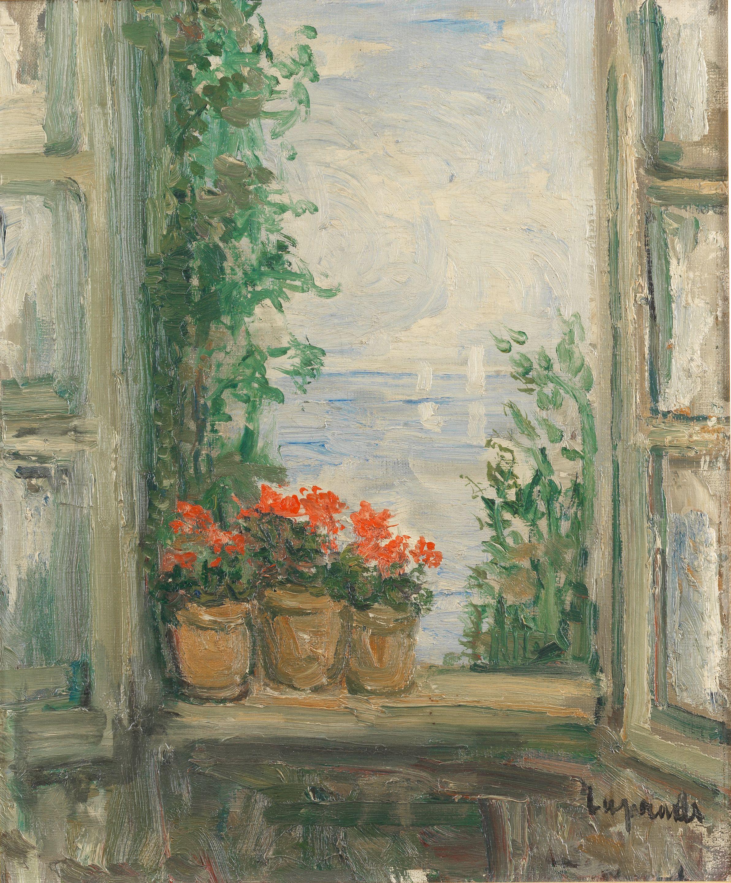 Pierre Laprade - Pots de fleurs sur le bord d\'une fenêtre