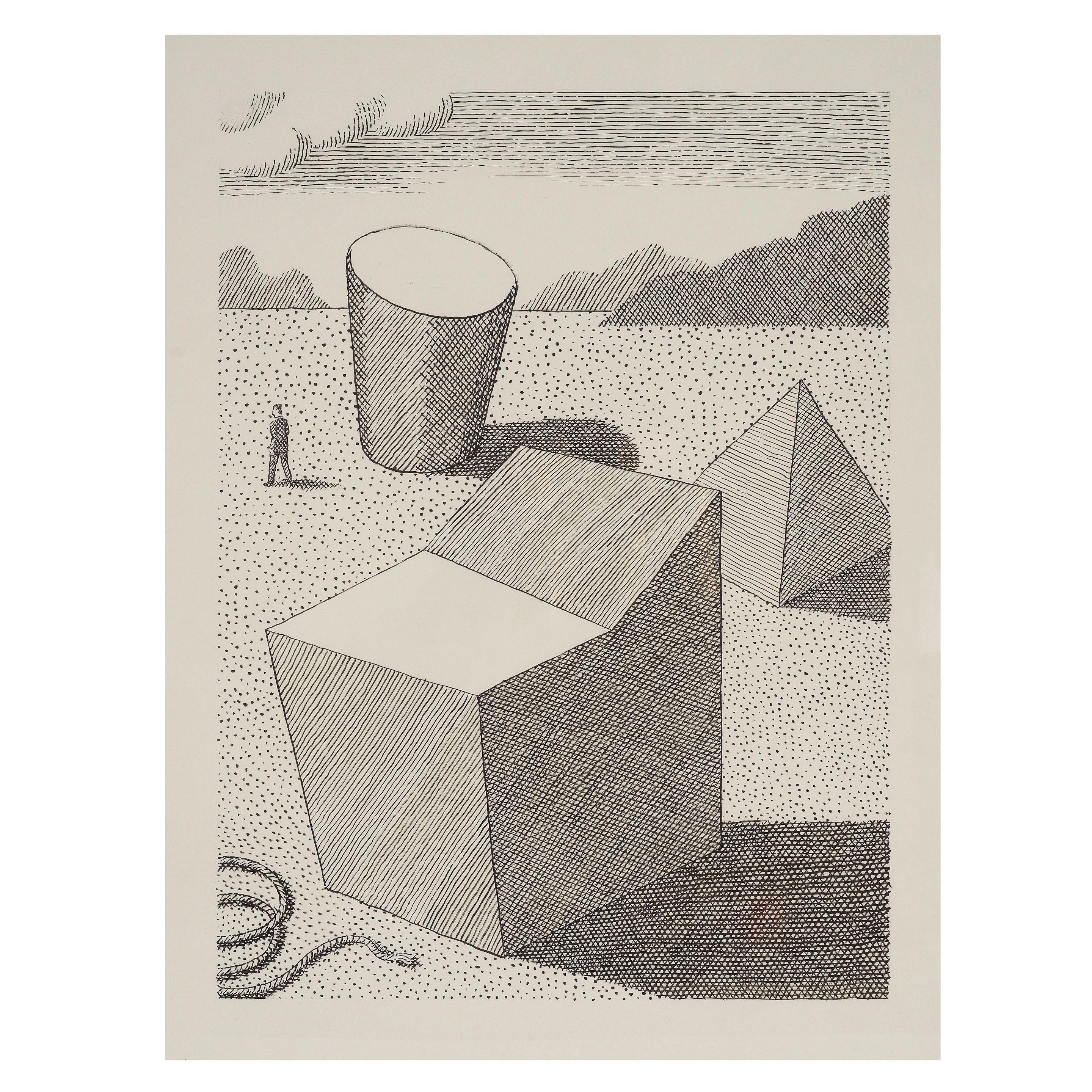 Pierre Le-Tan - Formes géométriques, une corde et un homme