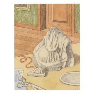 Pierre Le-Tan - Intérieur avec fragment d\'un buste en plâtre