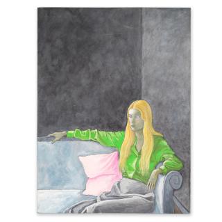 Pierre Le-Tan - Patsy en chemisier vert assise sur un canapé