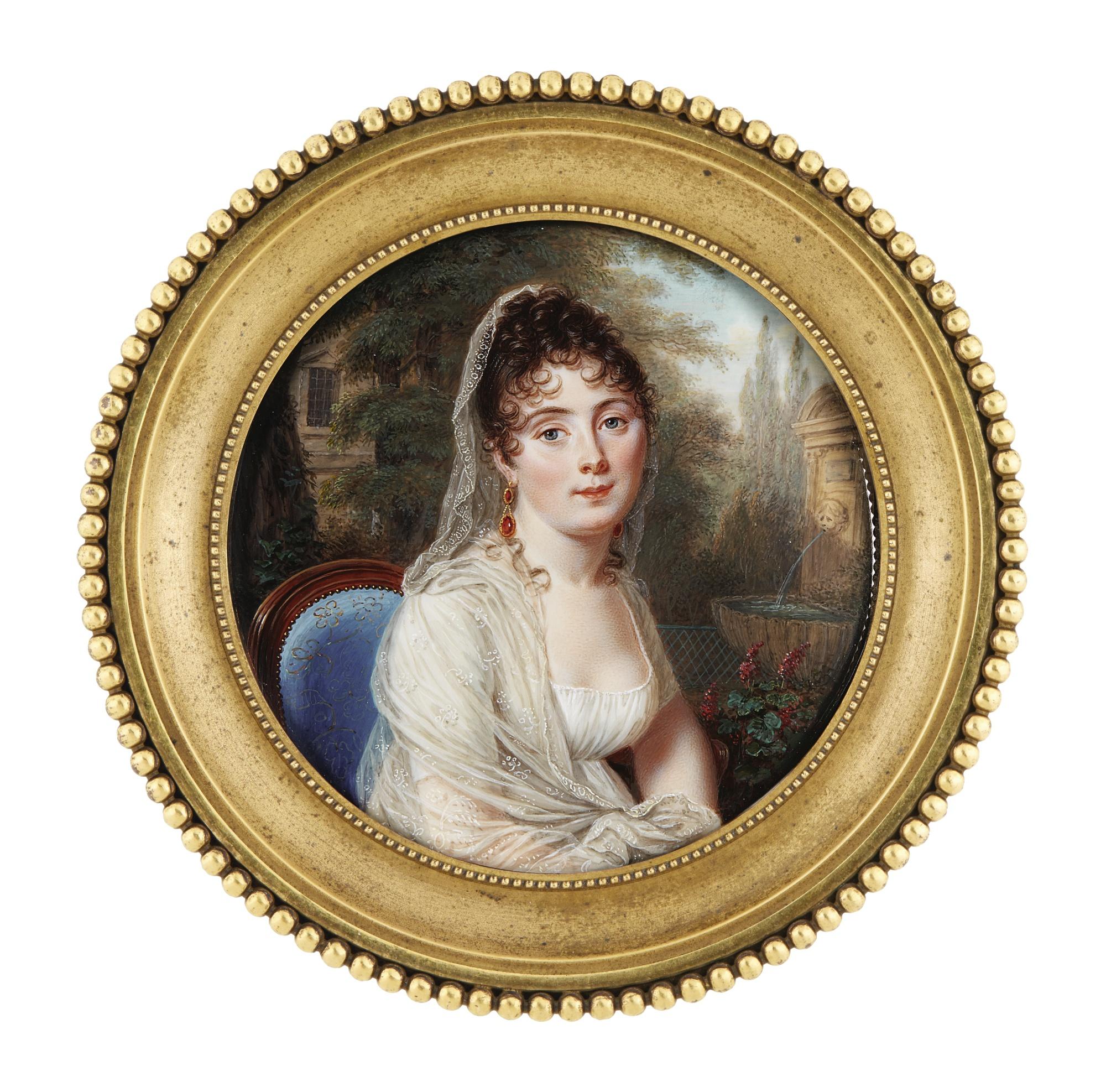 Pierre Louis Bouvier - Portrait Of Louise Elizabeth Emilie Von Wattenwyl, Née Von Ernst (1771-1852), Circa 1804