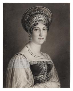 Pierre Louis Bouvier - Portrait of Mademoiselle Mars in Muscovite Attire, after Baron Gérard