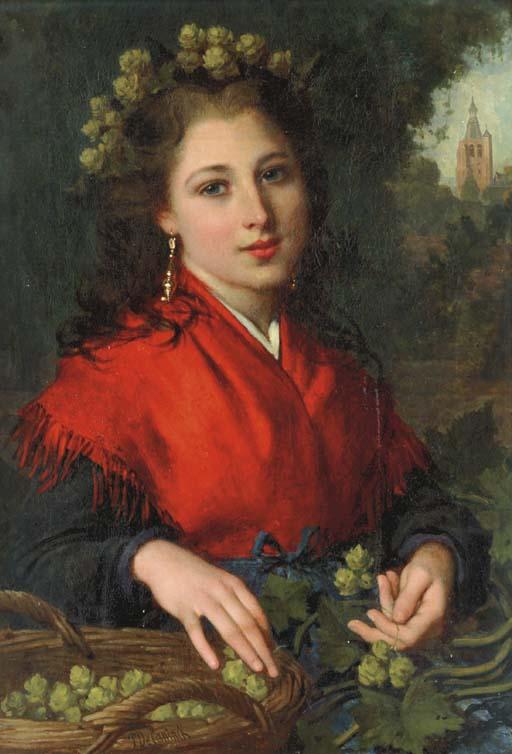 Pierre Louis Joseph De Coninck - The Red Shawl