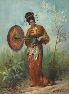 Pierre-Marie Beyle - A Japanese Woman with a Parasol