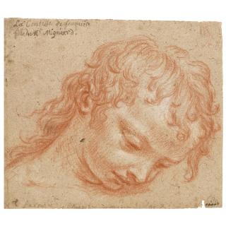 Pierre Mignard - Head Of A Young Girl Looking Down