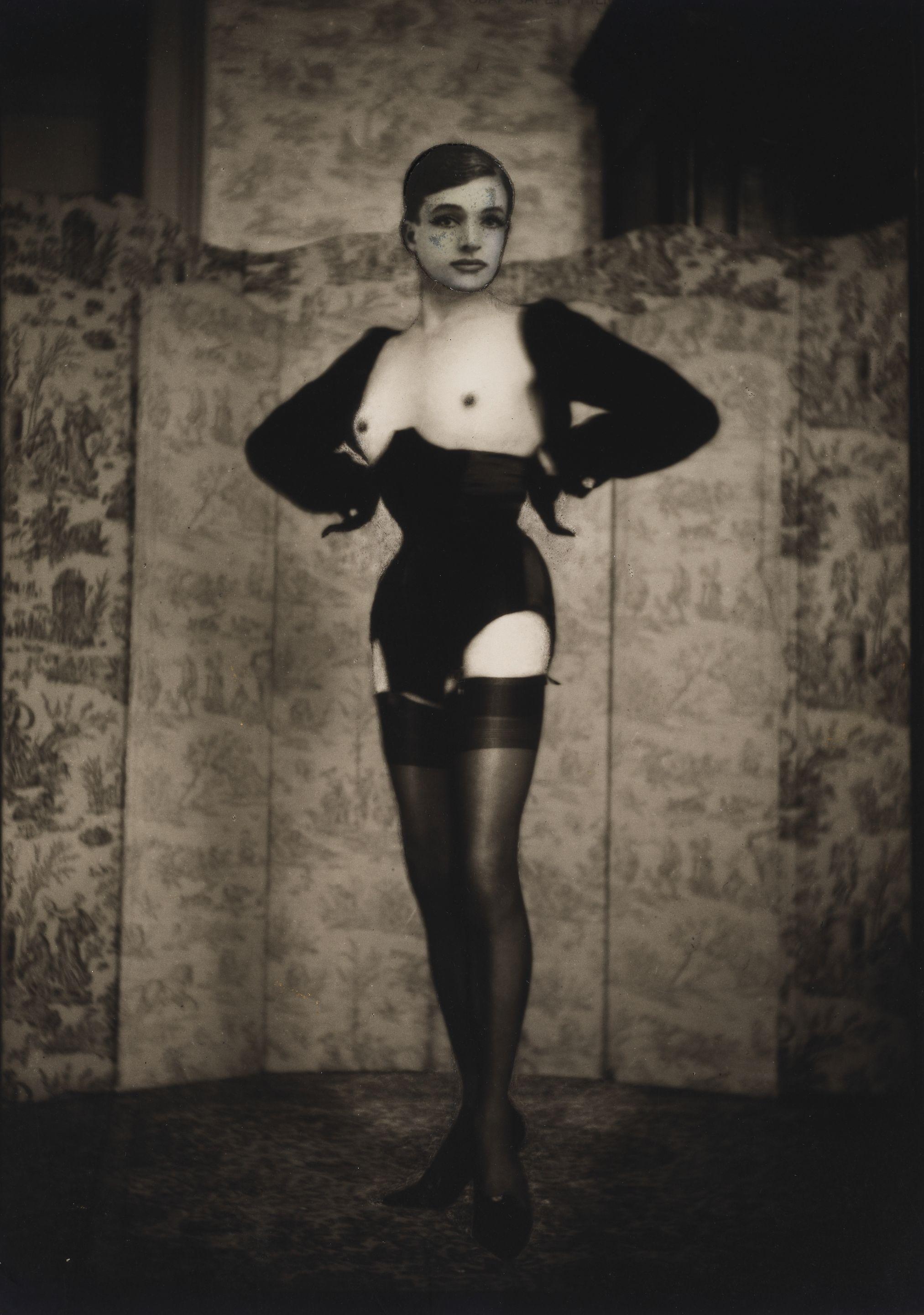 Pierre Molinier - Autoportraits avec tête issue du portrait de jeunesse de Pierre Molinier et Hanel et double portrait avec 1 visage prélevé.