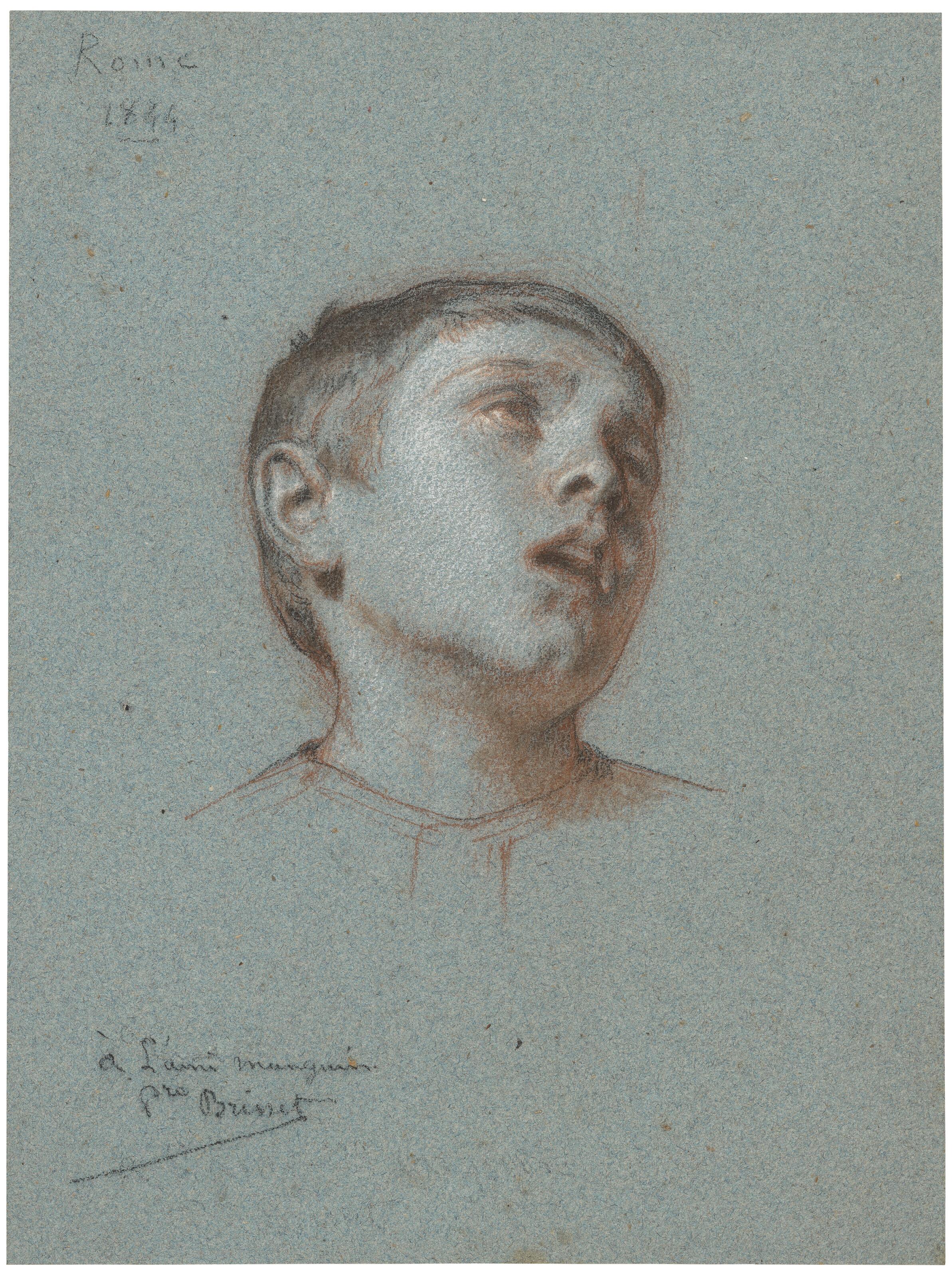 Pierre-Nicolas Brisset - Head study of a boy looking up to the right