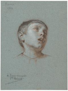 Pierre-Nicolas Brisset - Head study of a boy looking up to the right