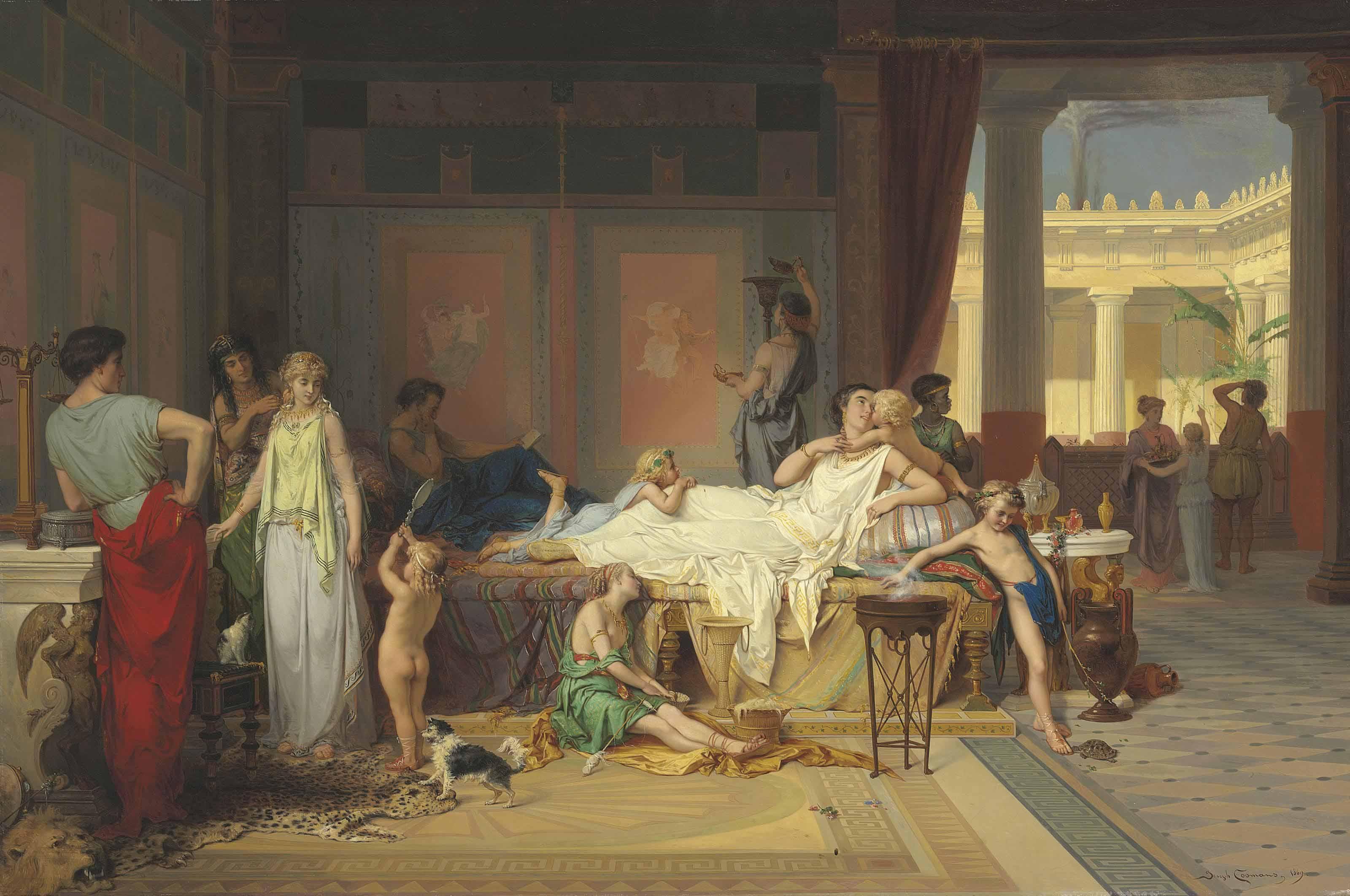 Pierre Oliver Joseph Coomans - The Last Hour of Pompeii - The House of the Poet