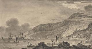 Pierre Ozanne - Bateaux Dans La Baie De Kealakekua Sur L\'Île D\'Hawaii (Recto); Esquisse De Deux Voiliers (Verso)