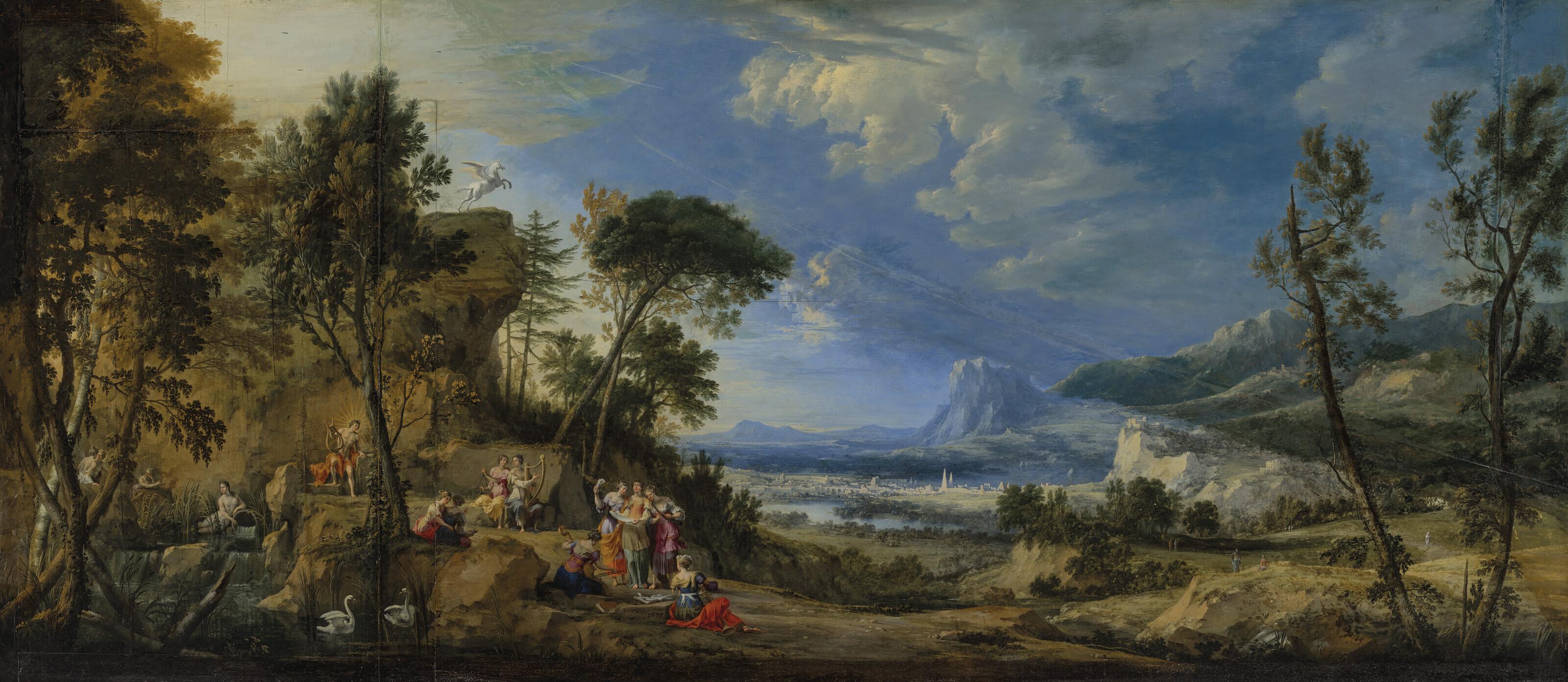Pierre Patel - Apollo and the Muses in a landscape
