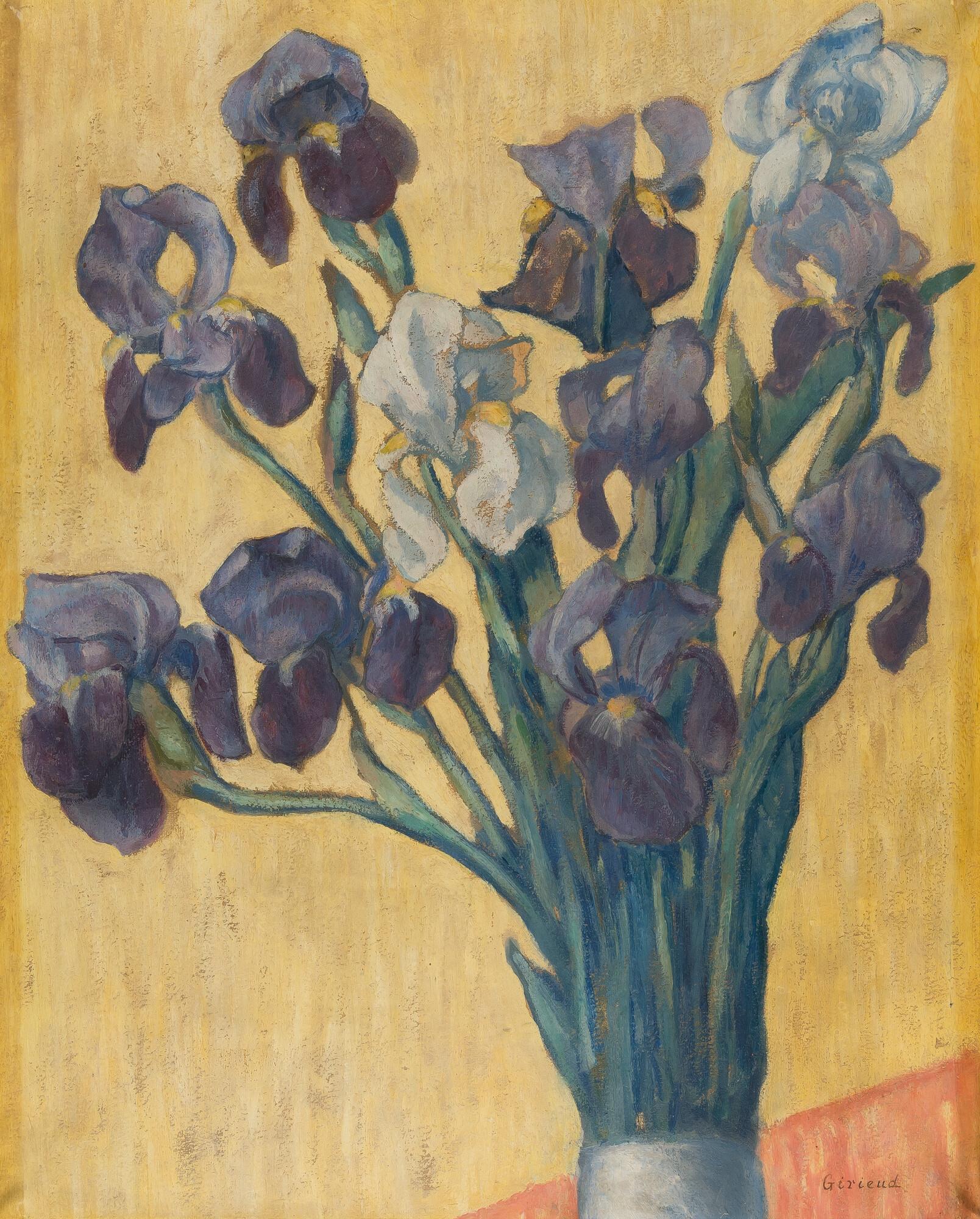 Pierre-Paul Girieud - Iris sur fond jaune