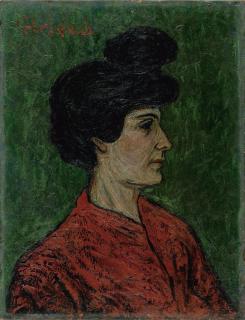 Pierre-Paul Girieud - Portrait Augusta Girieud en rouge.