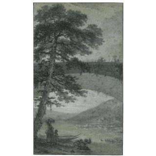 Pierre-Paul Prud\'hon - A Classical Landscape With Washerwomen