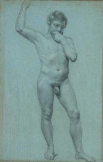 Pierre-Paul Prud\'Hon - A Male Nude, His Right Hand Raised