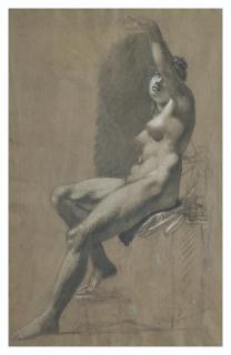 Pierre-Paul Prud\'Hon - Académie de femme assise, le bras gauche levé