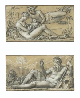 Pierre-Paul Prud\'Hon - Deux projets pour le berceau du roi de Rome : Allégorie de la Seine et Allégorie du Tibre
