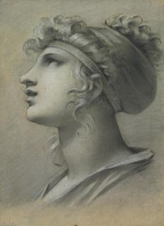 Pierre Paul Prud\'Hon - Head of a muse in profile facing left